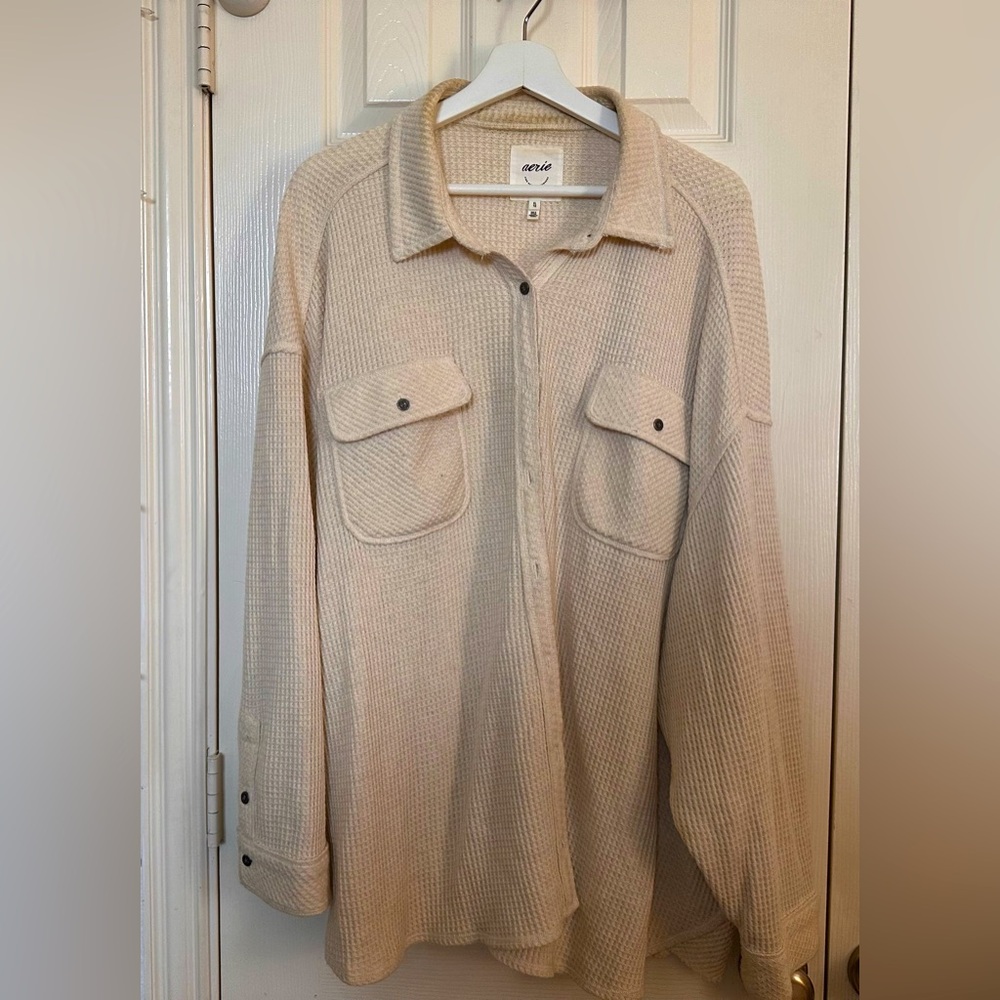 Aerie Lumber Jack waffle knit button down sz XL